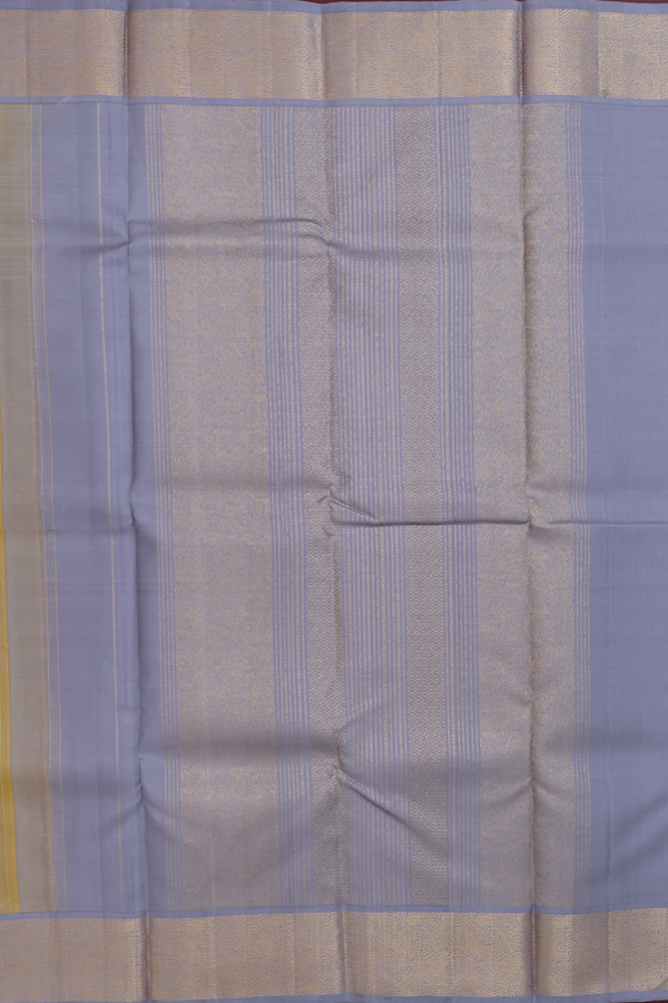 Kanchipuram Silk Saree In Sunflower Yellow With Korvai Border