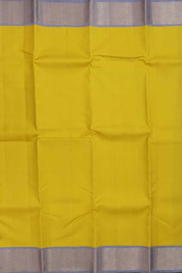 Kanchipuram Silk Saree In Sunflower Yellow With Korvai Border