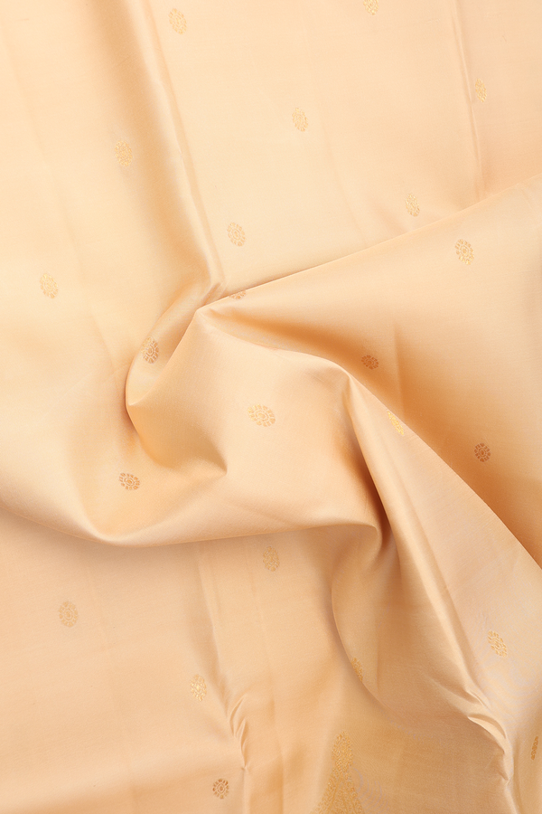 Kanchipuram Silk Saree In Tan Brown With Floral Buttas