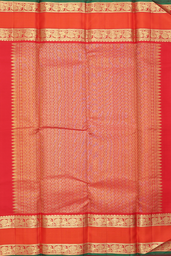 Kanchipuram Silk Saree In Tan Brown With Rettai Pettu Border