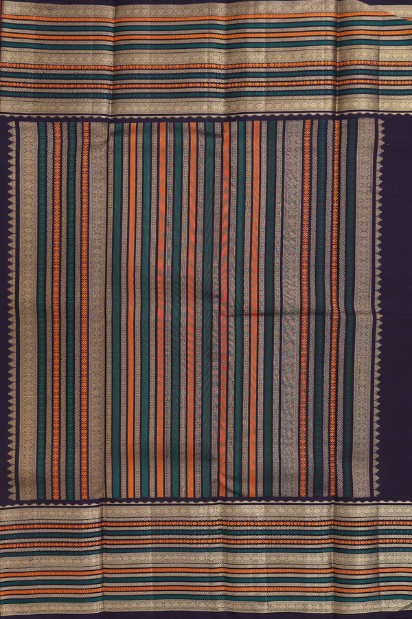 Kanchipuram Silk Saree In Tan Brown With Threadwork Buttas