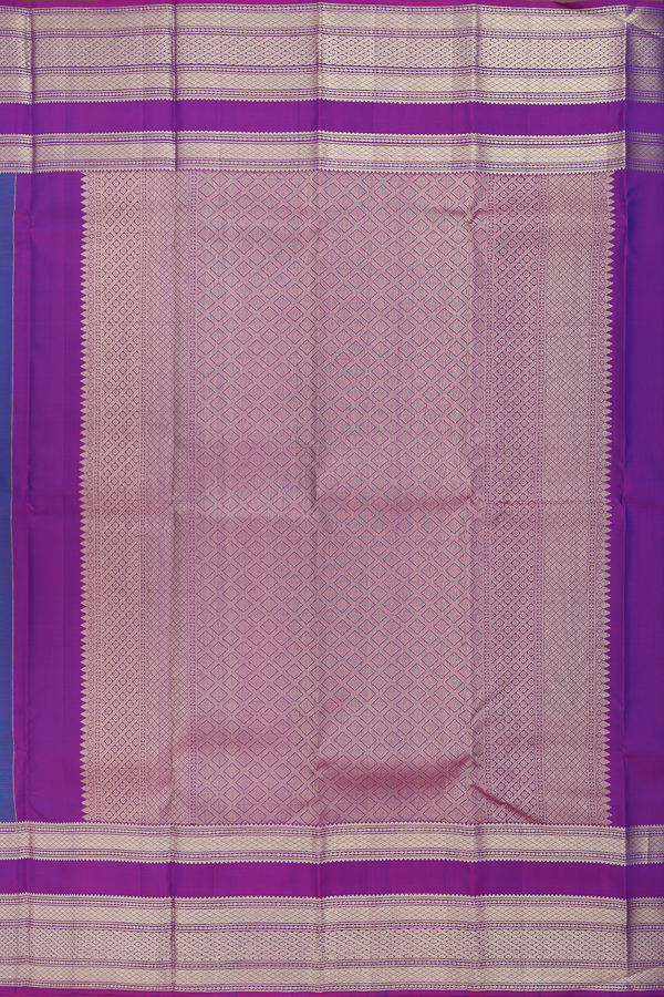 Kanchipuram Silk Saree In Teal Blue With Checks Design