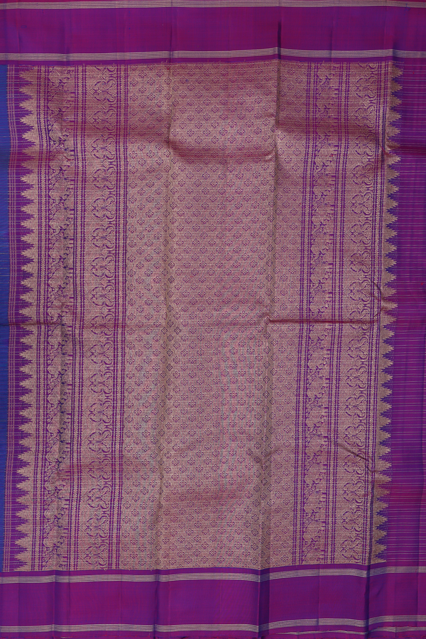 Kanchipuram Silk Saree In Teal Blue With Checks Design