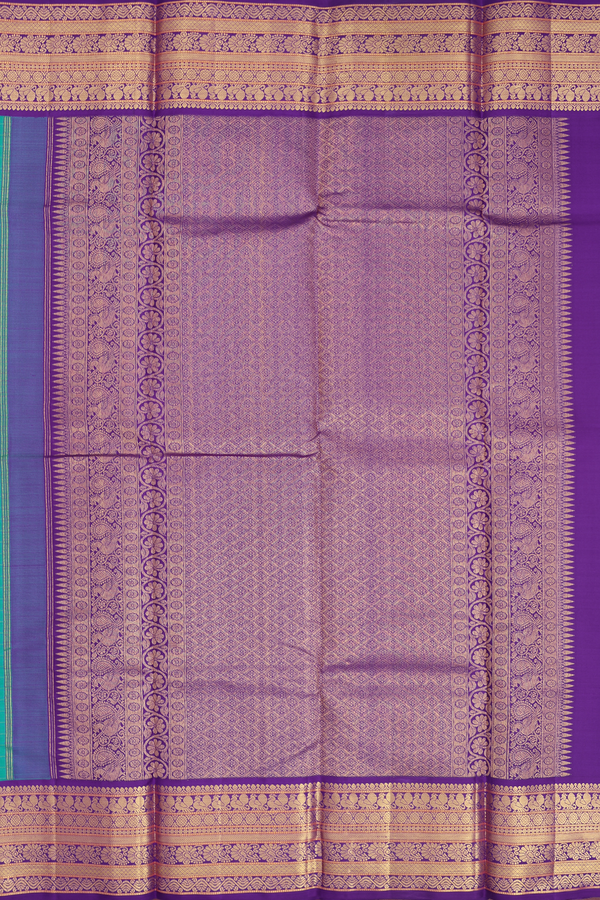 Kanchipuram Silk Saree In Teal Blue With Checks Design