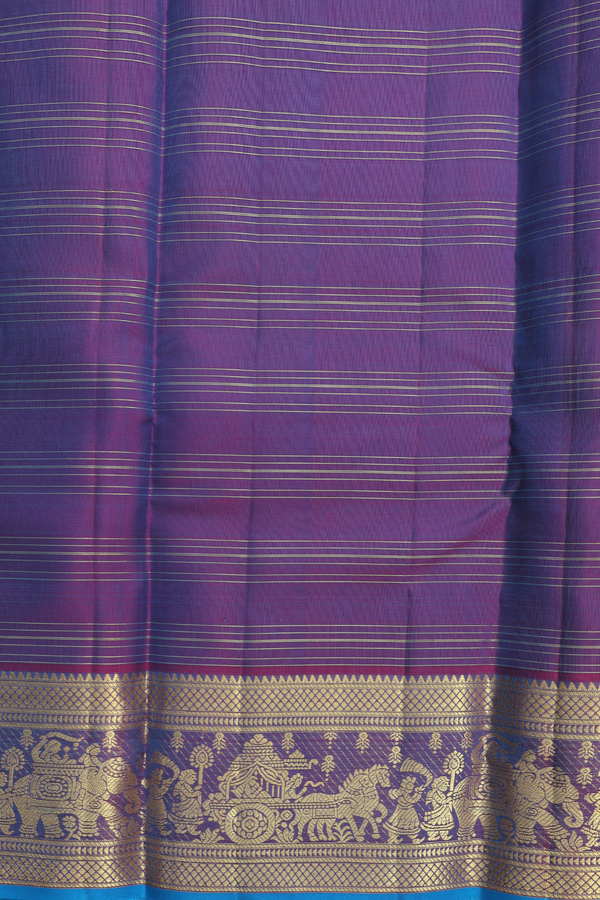 Kanchipuram Silk Saree In Teal Blue With Checks Design