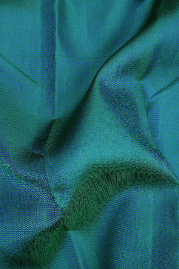 Kanchipuram Silk Saree In Teal Blue With Chevron Design