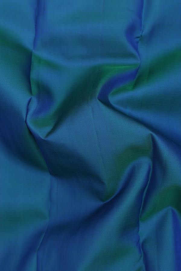Kanchipuram Silk Saree In Teal Blue With Twill Weave Border