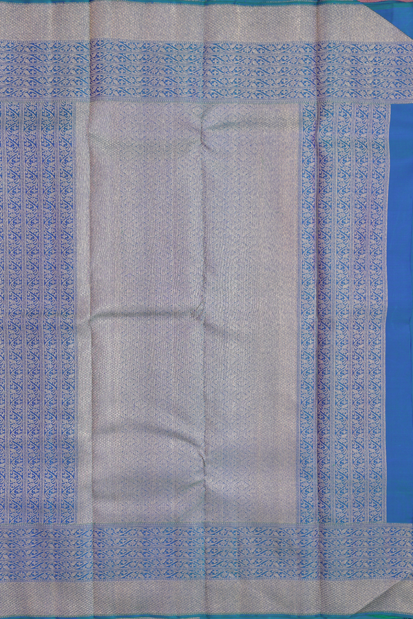 Kanchipuram Silk Saree In Capri Blue With Floral Buttas