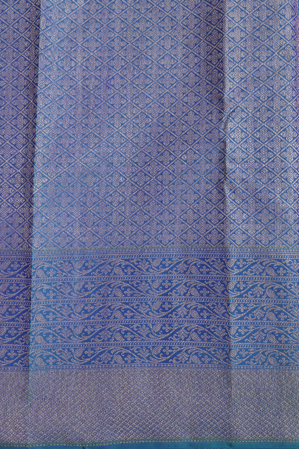 Kanchipuram Silk Saree In Capri Blue With Floral Buttas