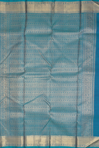 Kanchipuram Silk Saree In Teal Blue With Jacquard Design