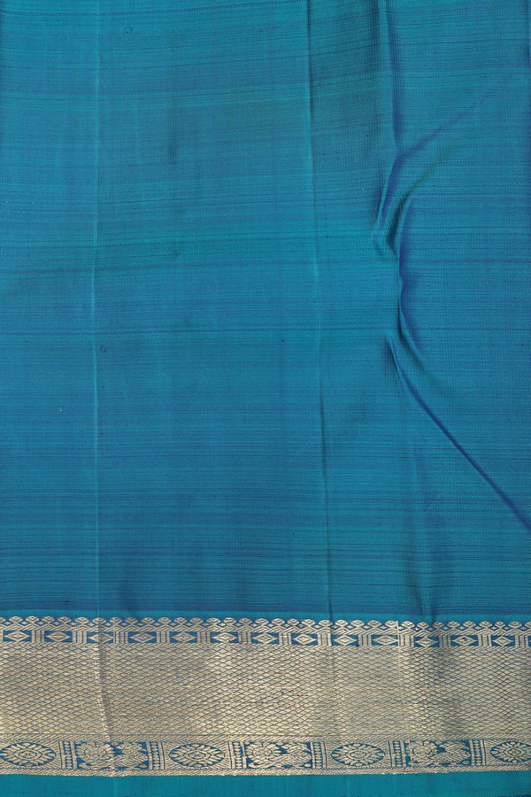 Kanchipuram Silk Saree In Teal Blue With Jacquard Design