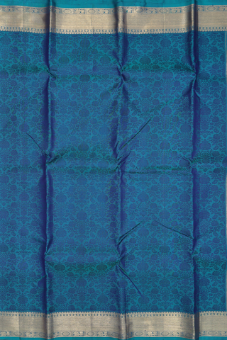 Kanchipuram Silk Saree In Teal Blue With Jacquard Design