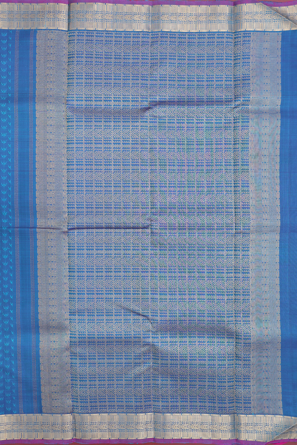 Kanchipuram Silk Saree In Prussian Blue With Jacquard Pattern