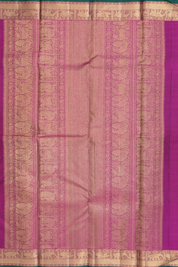 Kanchipuram Silk Saree In Teal Blue With Jacquard Pattern