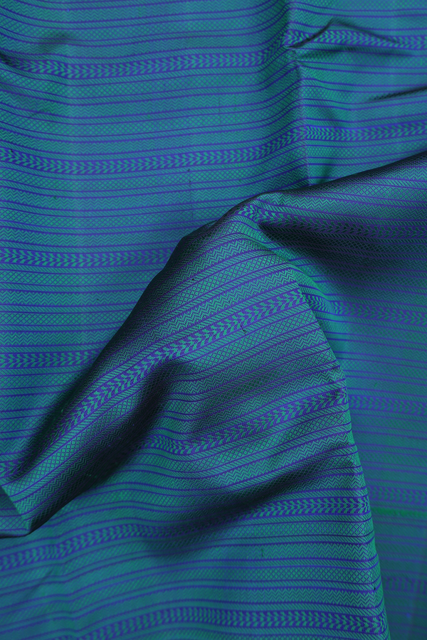 Kanchipuram Silk Saree In Teal Blue With Jacquard Pattern