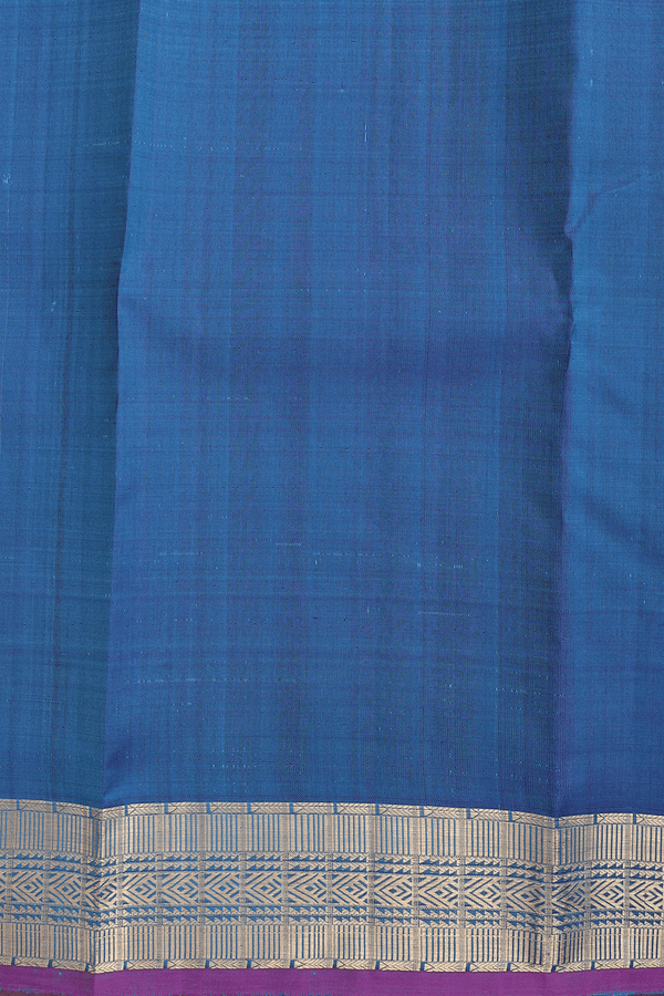 Kanchipuram Silk Saree In Prussian Blue With Jacquard Pattern