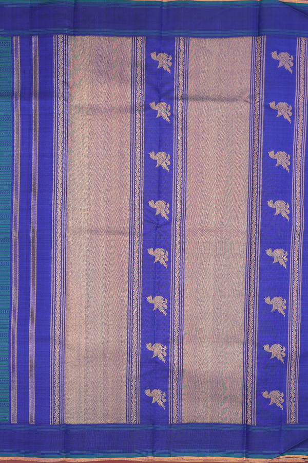 Kanchipuram Silk Saree In Teal Blue With Jacquard Pattern