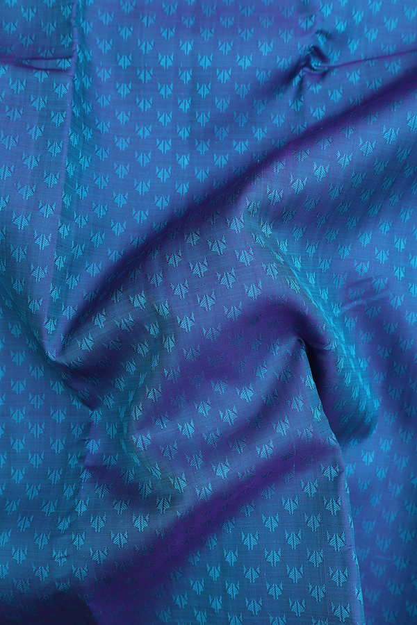 Kanchipuram Silk Saree In Prussian Blue With Jacquard Pattern
