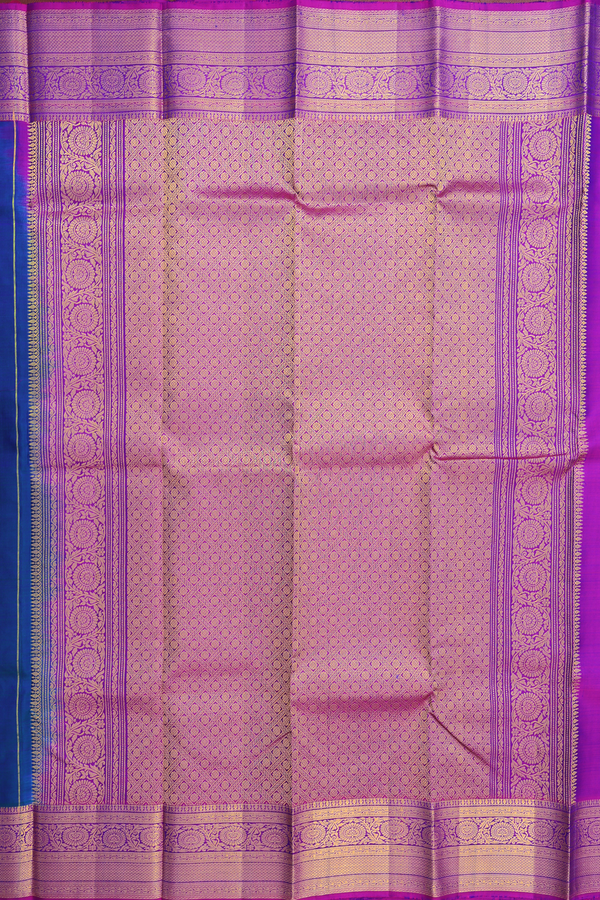 Kanchipuram Silk Saree In Teal Blue With Paisley Motifs