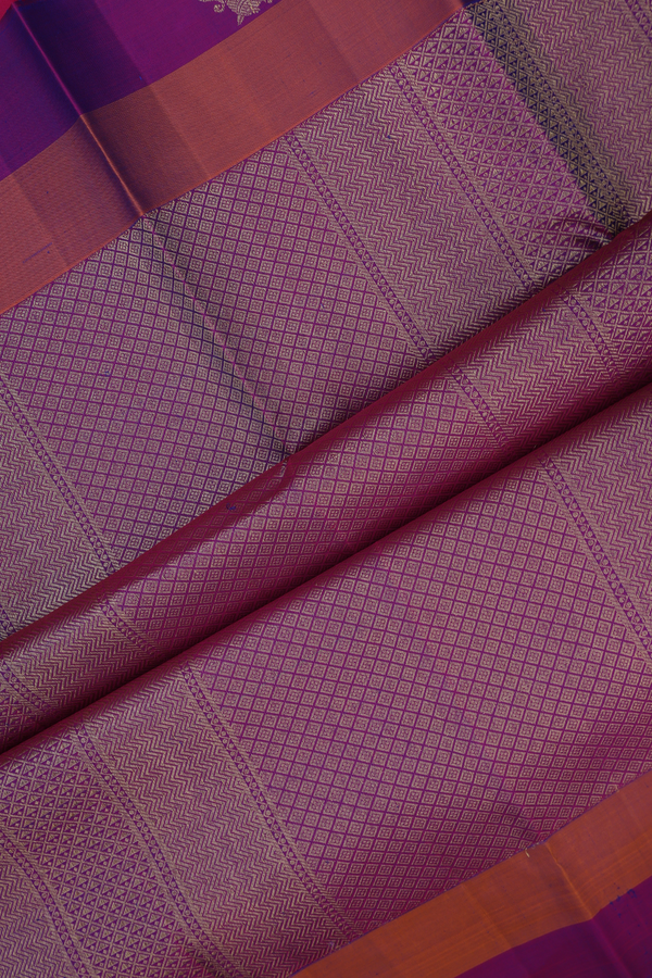 Kanchipuram Silk Saree In Teal Blue With Stripes Design