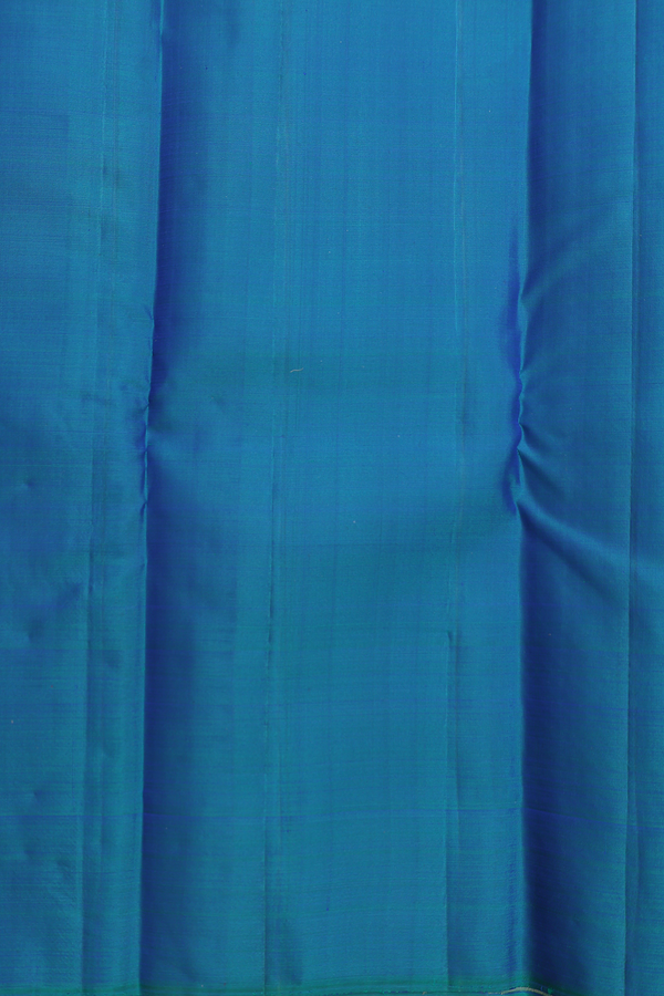 Kanchipuram Silk Saree In Capri Blue With Temple Border