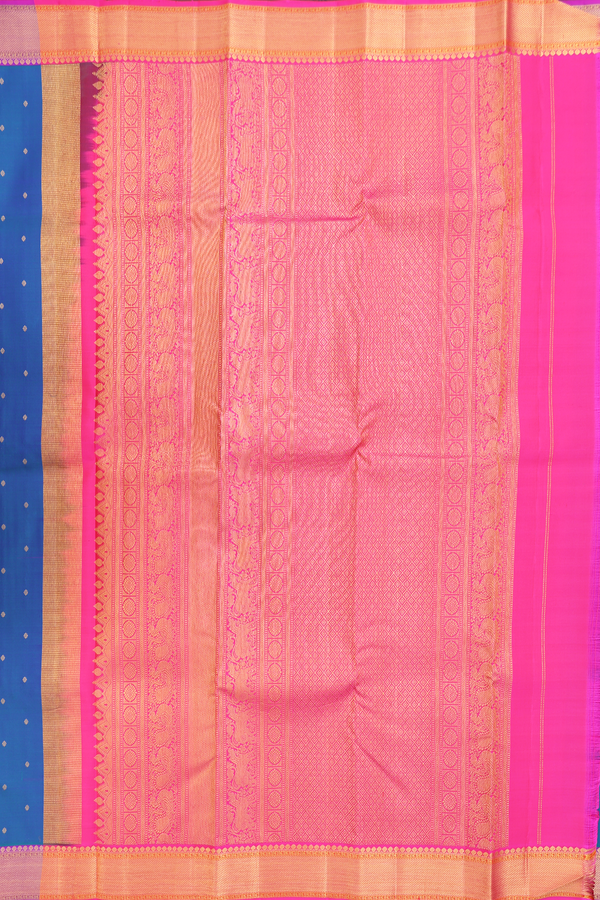 Kanchipuram Silk Saree In Capri Blue With Zari Buttis