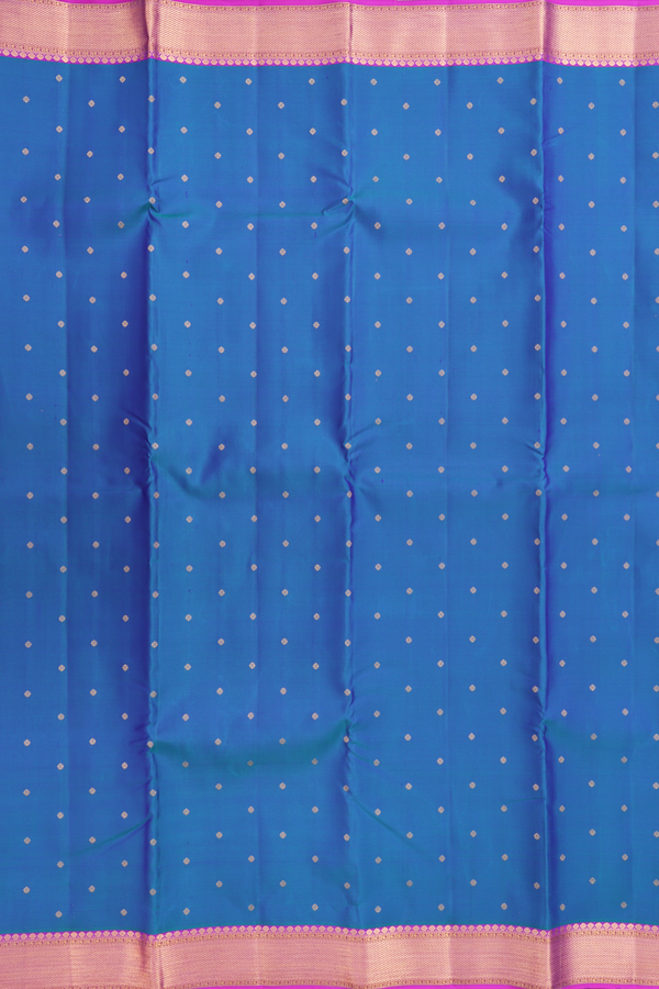 Kanchipuram Silk Saree In Capri Blue With Zari Buttis