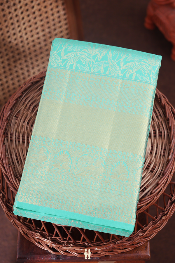 Kanchipuram Silk Saree In Tiffany Blue With Brocade Design