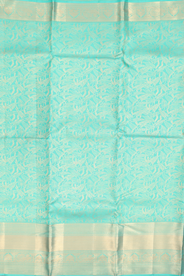 Kanchipuram Silk Saree In Tiffany Blue With Brocade Design