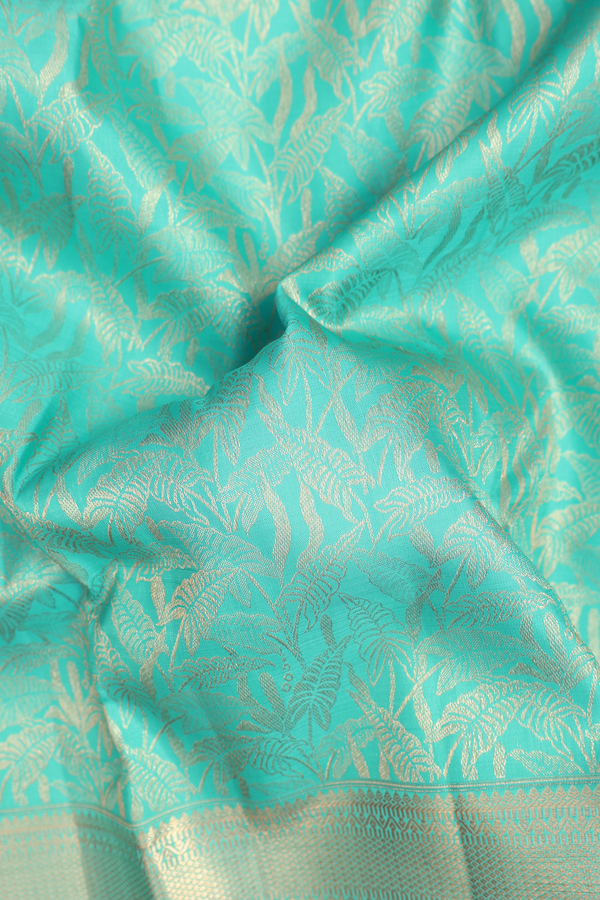 Kanchipuram Silk Saree In Tiffany Blue With Brocade Design