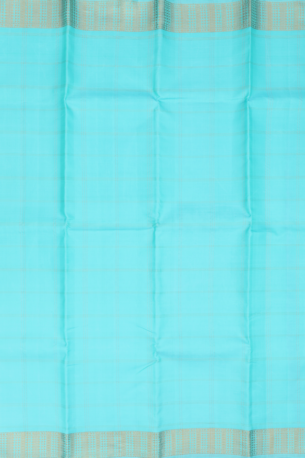 Kanchipuram Silk Saree In Tiffany Blue With Checks Design