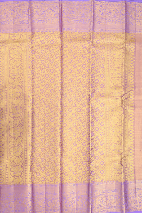 Kanchipuram Silk Saree In Tissue Cream With Floral Design
