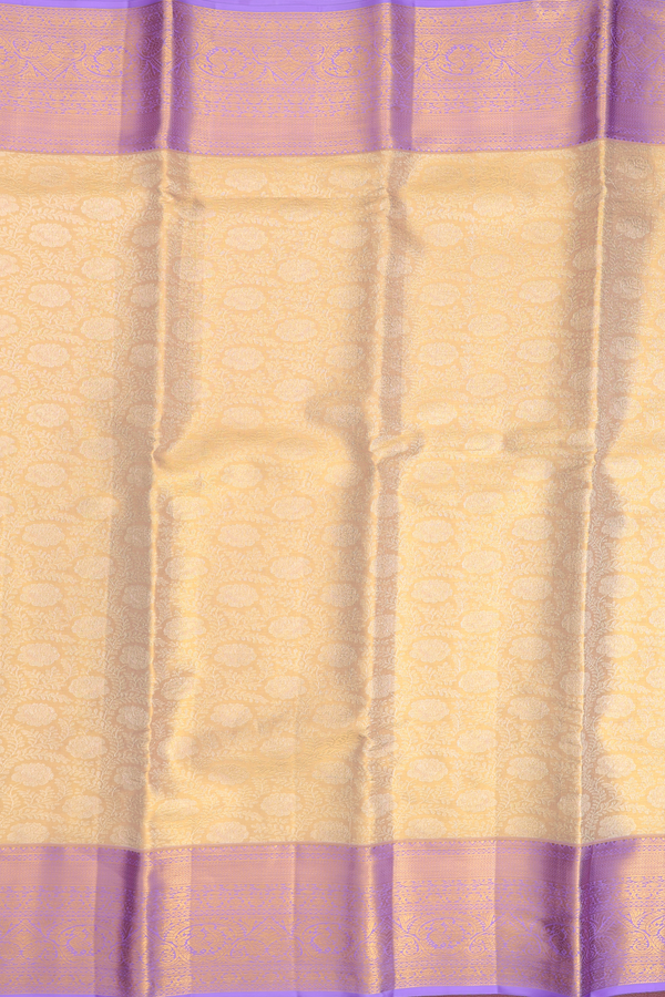 Kanchipuram Silk Saree In Tissue Cream With Floral Design