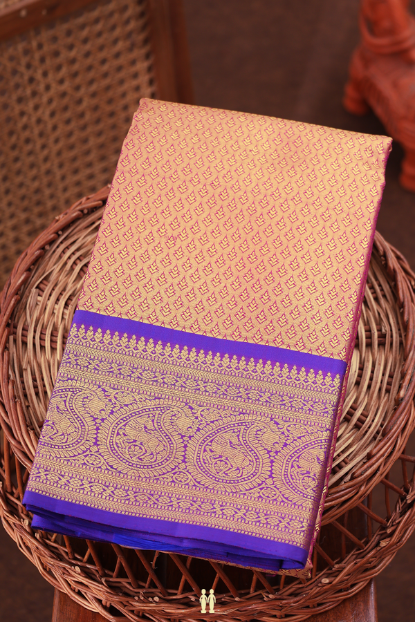 Kanchipuram Silk Saree In Tissue Dual Tone With Zari Buttis