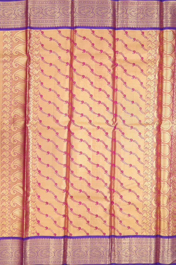 Kanchipuram Silk Saree In Tissue Dual Tone With Zari Buttis