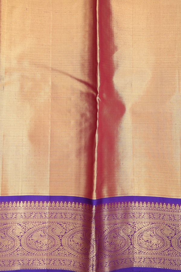 Kanchipuram Silk Saree In Tissue Dual Tone With Zari Buttis