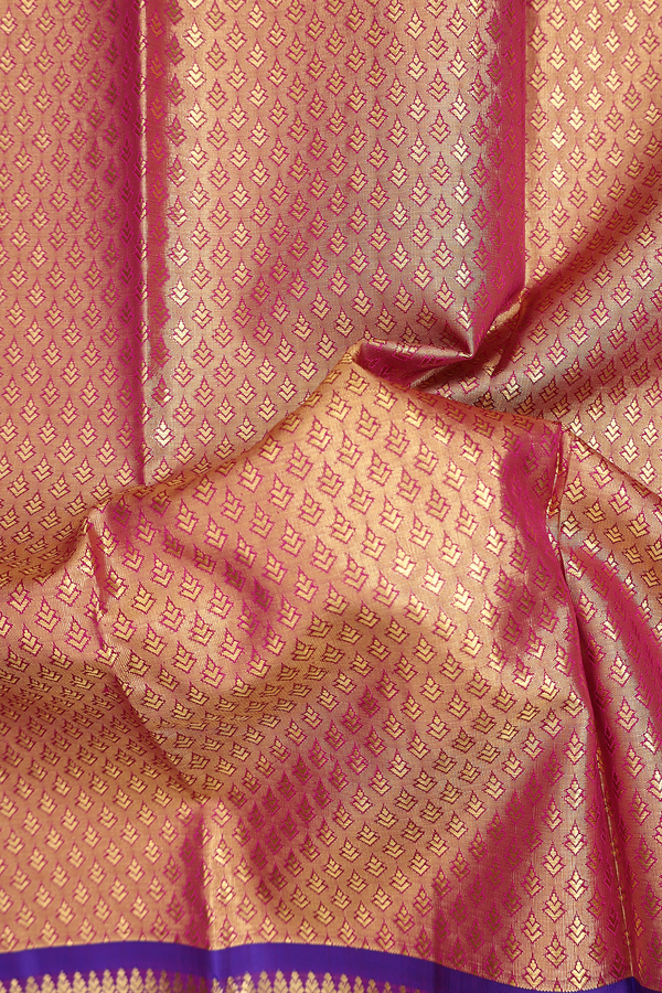Kanchipuram Silk Saree In Tissue Dual Tone With Zari Buttis