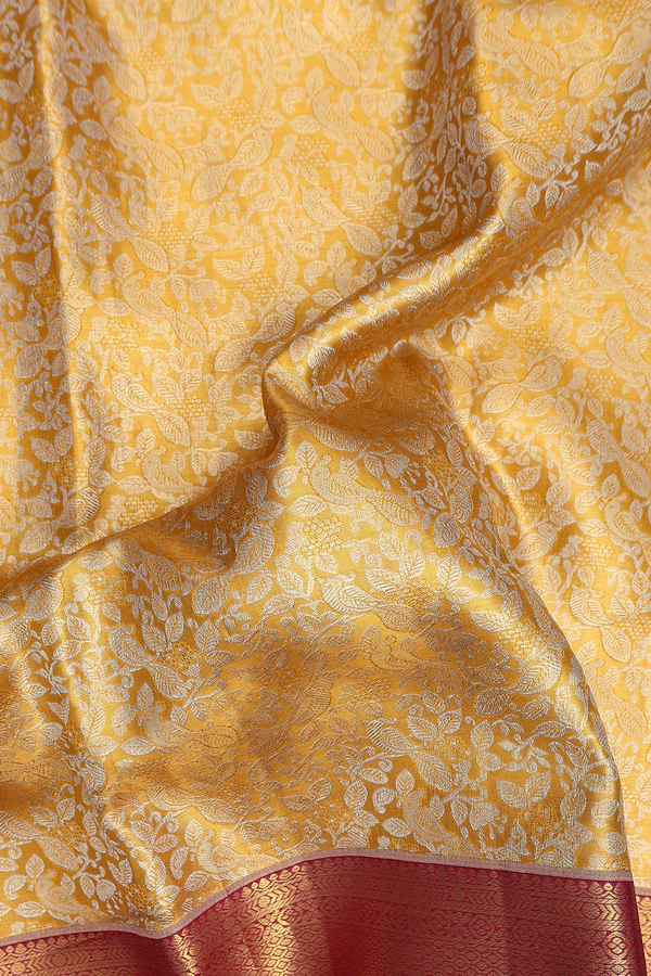Kanchipuram Silk Saree In Tissue Gold With Floral Design