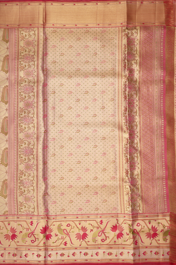 Kanchipuram Silk Saree In Tissue Gold With Paisley Design