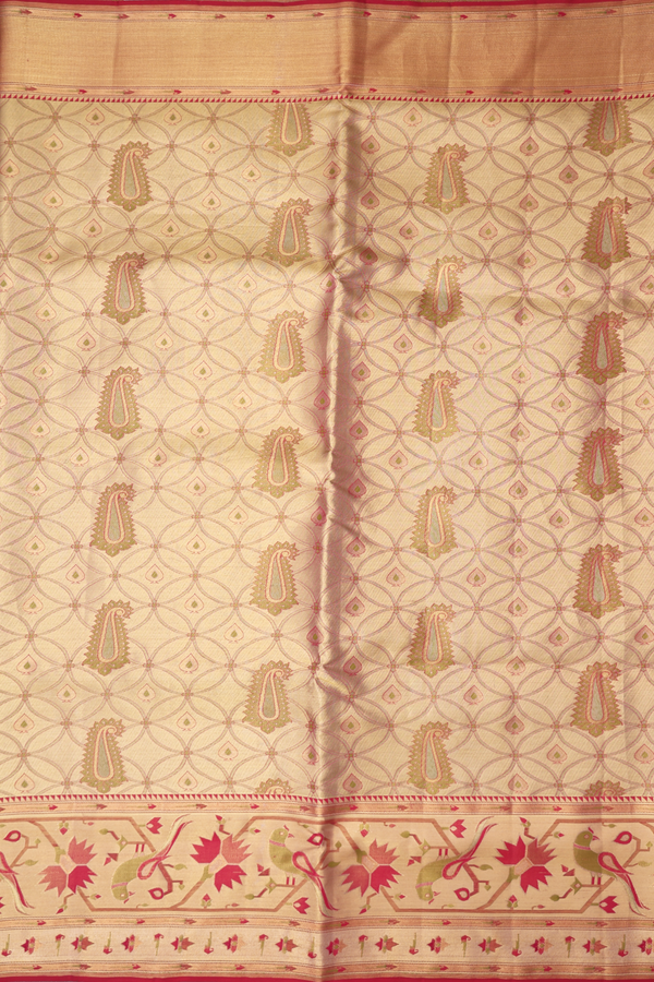 Kanchipuram Silk Saree In Tissue Gold With Paisley Design