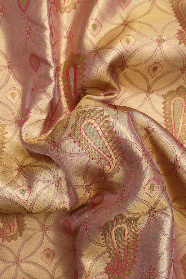 Kanchipuram Silk Saree In Tissue Gold With Paisley Design