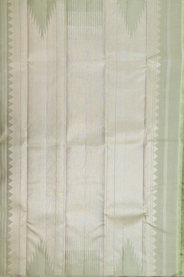 Kanchipuram Silk Saree In Tissue Green With Floral Design