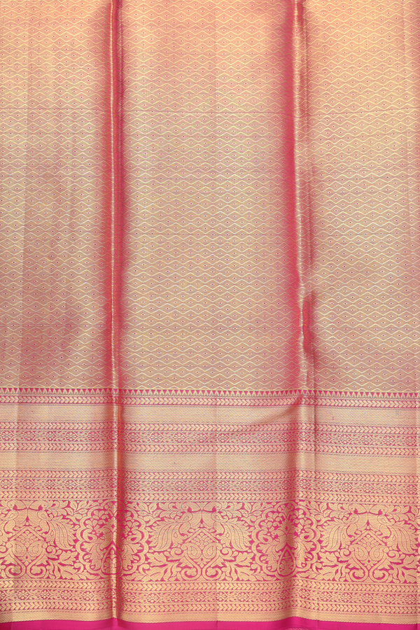 Kanchipuram Silk Saree In Tissue Green With Floral Design