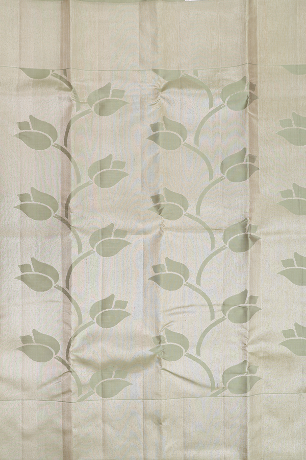 Kanchipuram Silk Saree In Tissue Green With Floral Design