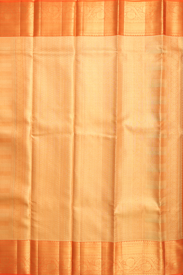 Kanchipuram Silk Saree In Tissue Orange With Floral Design