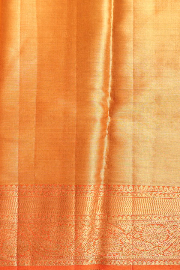 Kanchipuram Silk Saree In Tissue Orange With Floral Design