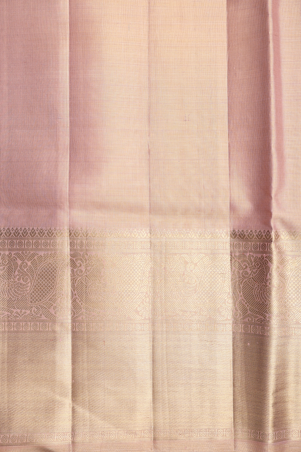 Kanchipuram Silk Saree In Tissue Orange With Floral Design