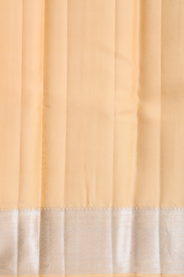 Kanchipuram Silk Saree In Tissue Pale Orange With Leaf Design