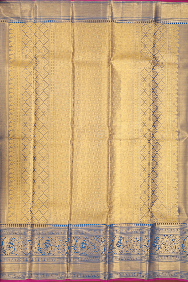 Kanchipuram Silk Saree In Tissue Peach With Paisley Design