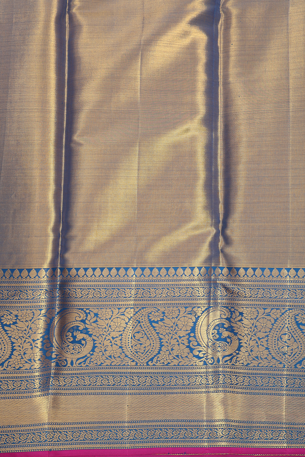 Kanchipuram Silk Saree In Tissue Peach With Paisley Design